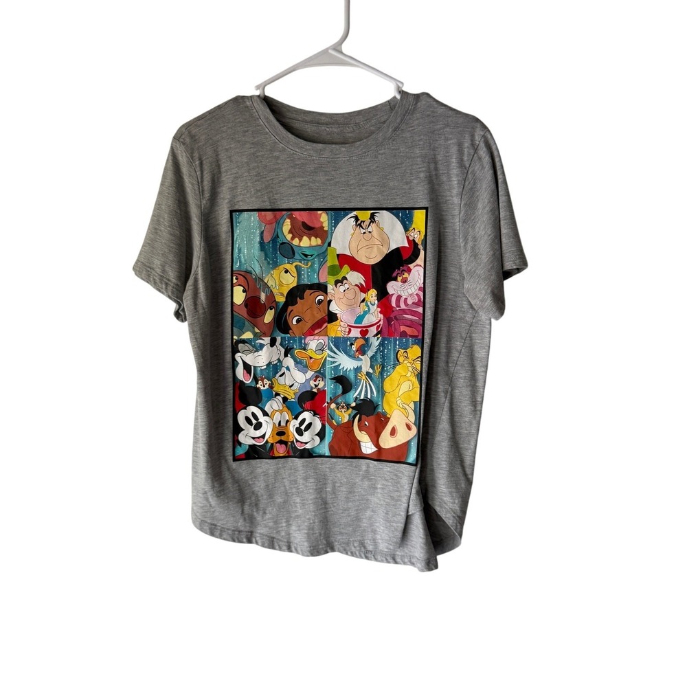 Disney 100th Anniversary Character Collage Graphic T-Shirt Gray XL 15-17